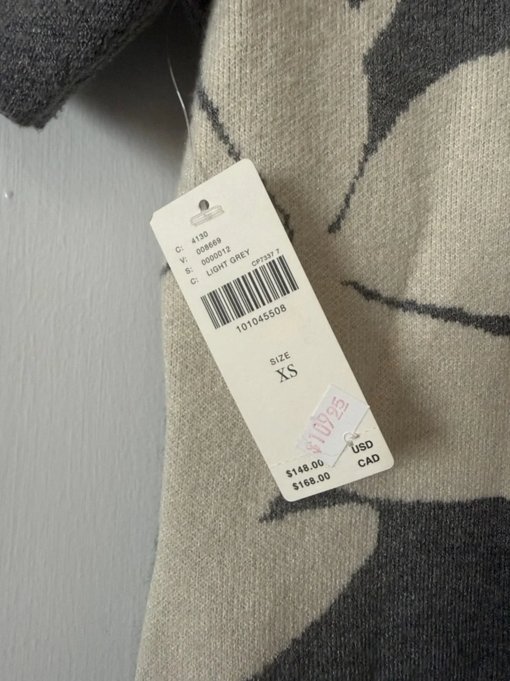 Anthropologie Gray and Cream Floral Knit Mini Dress - Picture 3 of 4